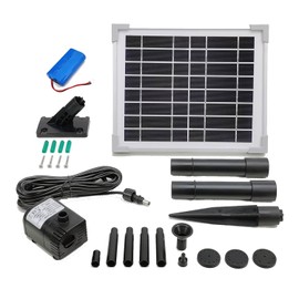 Solar Water Pump with Backup Battery for Birdbath, Fountain, Small Pond, Garden Decoration (Battery Included)