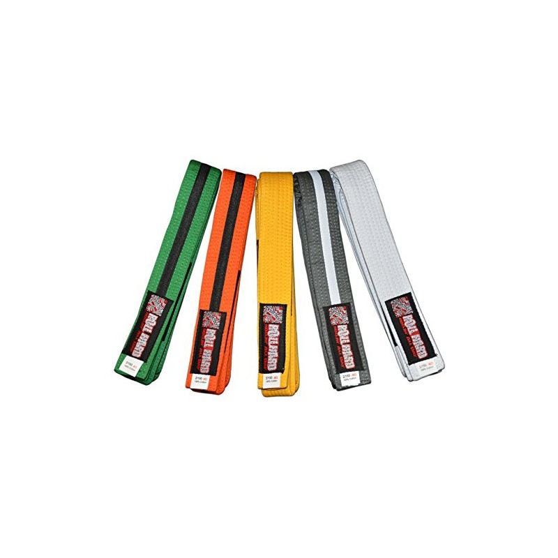 ROLL HARD Brand - Youth IBJJF Belts (Grey/White Stripe, M3)