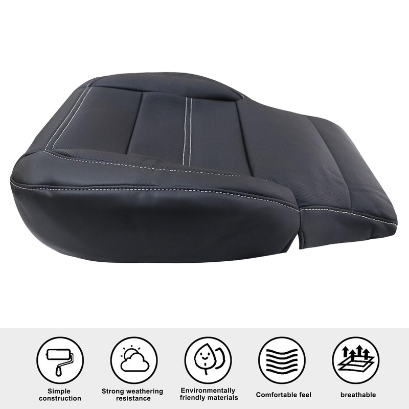 SecosAutoparts Driver Bottom Replacement Perforated Leather Seat Cover #H2X Jet