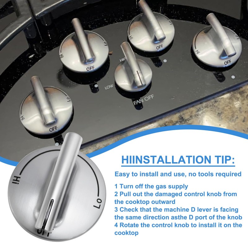 Upgrade 7733P410-60 Surface Burner Knobs Compatible with May-tag/Jenn-Air/Kitchen-Aid/Whirlpool Gas Cooktop