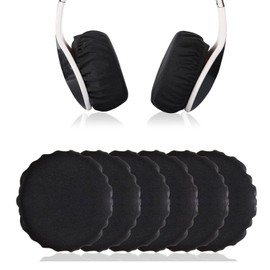 2 Pairs Headphone Covers,Stretchable Knit Fabric Earcup Earpad,Reusable Headphone Sweat Covers Washable and Stretchable Stretchable Fits 3.54"-4.13" Headsets 9-10.5cm(Black)