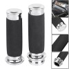 Unbranded Black + Chrome 1" Electronic Handle Grips For Harley
