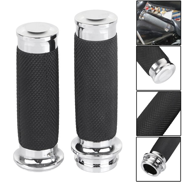 Unbranded Black + Chrome 1" Electronic Handle Grips For Harley