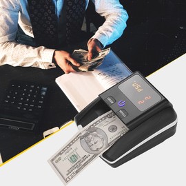 Portable Small Banknote Bill Detector Denomination Value Counter UV/MG/IR Detection with Battery Counterfeit Fake Money Currency Cash Checker Tester Machine for USD EURO