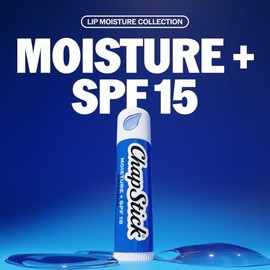 ChapStick Moisture +SPF 15 Bálsamo labial con protector solar de amplio espectro, juego de bálsamo labial, paquete de 4 unidades, 0.15 onzas cada uno
