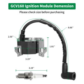 GCV160 Ignition Coil with Spark Plug Compatible with Honda Lawn Mower, GCV135 Ignition Module Compatible with Honda GC160 GC135 GC160LA Engine, Coil Module Replaces 30500-ZL8-004, 30500-ZL8-014