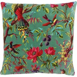 Paoletti Paradise Cotton Water Cushion Cover, Aqua Blue, 50 x 50 cm