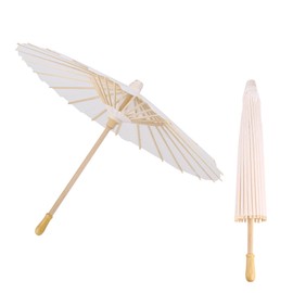 Wedding Paper Umbrella, White Parasol Paper Umbrellas, White Color Paper Decorative Umbrella Parasol Bridal Party Decor Photo Cosplay Prop for Rainbow Party Classroom Ceiling (40cm in Diameter)