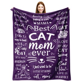Manta de regalo de mamá para mujer, manta de franela suave de 50 x 40 pulgadas, regalos temáticos de gatos para amantes de los gatos