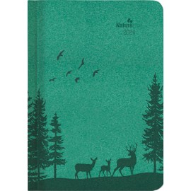Weekly Mini Timer Nature Line Forest 2024 - Pocket Calendar A6 - 1 Week 2 Pages - 192 Pages - Environmental Calendar - with Hard Cover - Alpha Edition