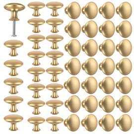 MLYNZXJSY 50Pack Gold Cabinet Knobs Round Drawer Knob Set Zinc Alloy Cabinet Rustproof Dresser Knobs with Screws Modern Decorative for Kitchen Cabinets Dresser Furniture
