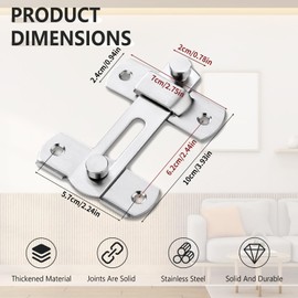 Thatyro 3 Packs Barn Door Lock, Stainless Steel Gate Flip Latch, Antique French Door Lock Hardware for Sliding Cabinet Fence Inside Bi-Fold Closet Bathroom Security (Silver)