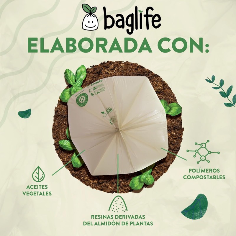 Baglife, Bolsa para Basura Mini 17X18" Pulg (43x45 cms) 100%