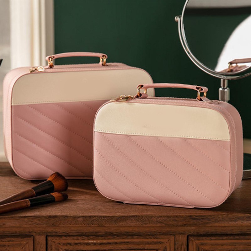 Makeup Case Large Capacity PU Leather Waterproof Portable Cosmetic Box