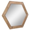 Stonebriar Decorative 24" Hexagon Hanging Wall Mirror with Natural Wood