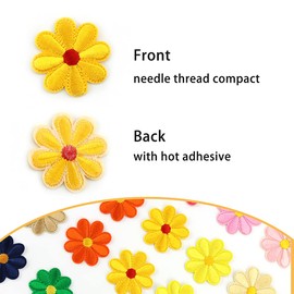 LEEFONE 44 PCS Sunflower Flower Iron On Patch Sew-on Patches Embroidered Applique Decoration Patches for Clothing Jackets Backpacks Jeans Hats Bags DIY Accessory