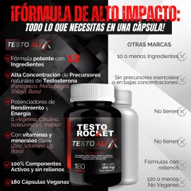 Testo Alfa  Vitaminas Para Hombres Precursor Testosterona  12 Ingredientes Potenciados Fenogreco, Maca Negra, Shilajit, L Arginina, Boro, Curcuma,... 