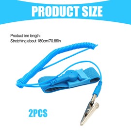 2PCS Anti Static Wrist Straps ESD Discharge with Grounding Wire and Alligator Clips Reusable Adjustable Static-Release Wristband Prevent Build Up of Static Electricity