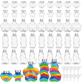 Tanlade 50 Pcs Sand Art Bottles Plastic Sand Art Containers with 10 Funnels Sand Art Bottles Kits for Kids Craft Collection Bottles for Craft Party DIY Art Activity Group, Sand Not Included, 5 Styles