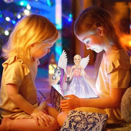 Yellow River Color Changing Unicorn & Princess Doll, Color Change on Whole Unicorn Under Sunshine, 12'' Doll and 11'' Unicorn Toys & Gifts with Removable Saddle & Wings for Girls