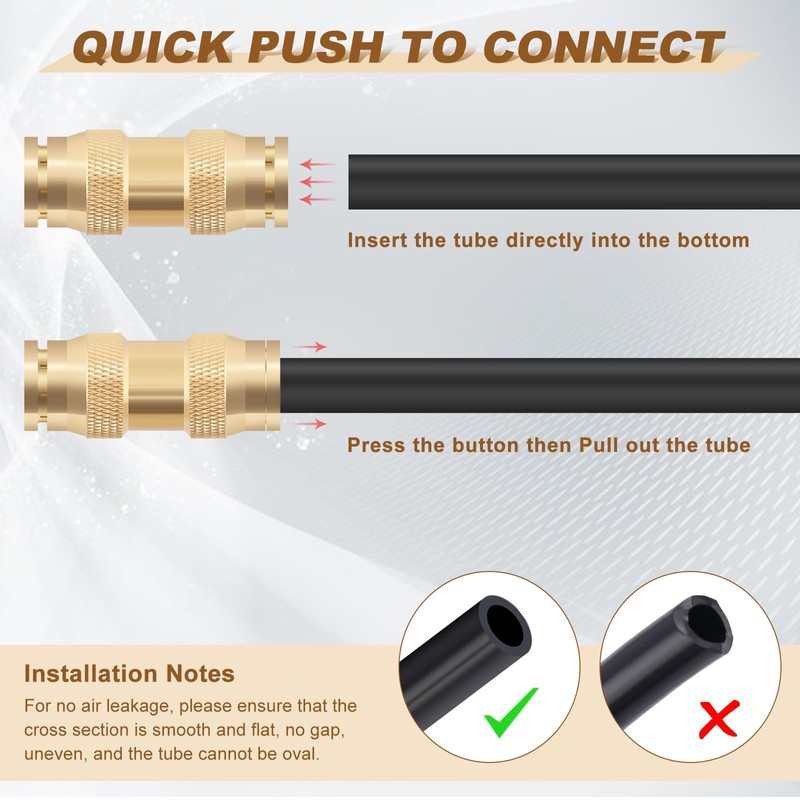 Boeray 5/16" Quick Push to Connect Fittings Brass Union Straight
