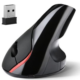 MOYAC Mouse Inalámbrico Ergonómico con 6 Botones, Ratón Vertical con Protección de Muñeca de 2,4 GHz, dpi Ajustable (800/1200/1600), Conexión Estable, Compatible con Windows, Mac
