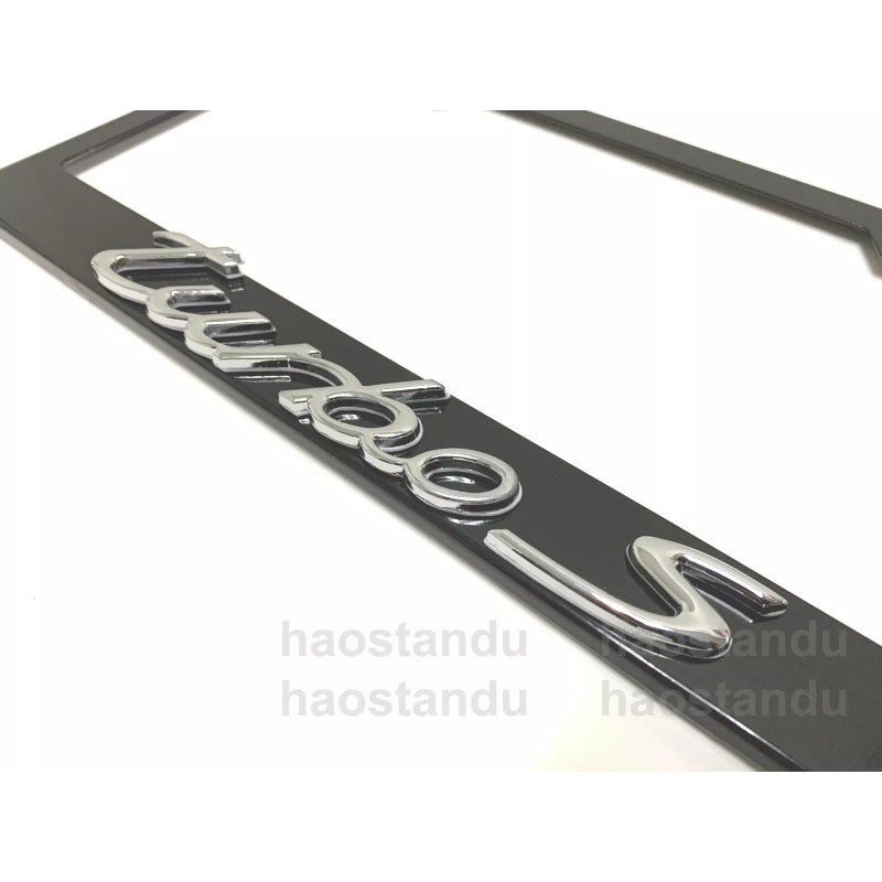 License Plate Frame Shop 1x "TURBO S" 3D Emblem BLACK