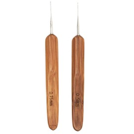 AUEAR, 2 Pack Dreadlock Crochet Hook Needle Tool with Bamboo Handle for Braid Craft 0.5mm 0.75mm