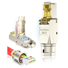 AMPCOM STP CAT7 RJ45 Connector Zinc-Alloy Tool-Free Ethernet Field Termination Modular Plug -2 Pack