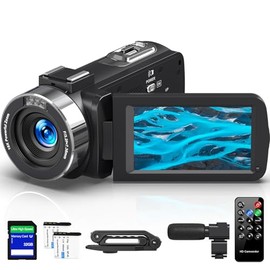 Camcorder Video Camera 4K HD 80MP Vlogging Camera for YouTube IR Night Vision Camera 18X Digital Zoom 3.0 IPS Screen Video Recorder with 32GB SD Card, 2 Batteries, Remote Control, and Stabilizer
