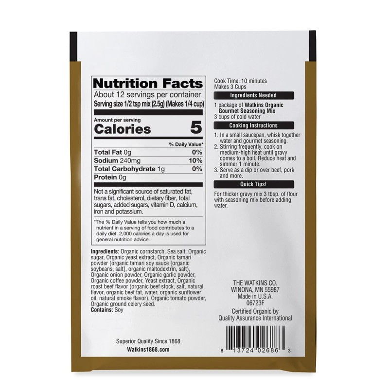 Jr Wakins ORGANIC AU JUS GRAVY SEASONING MIX