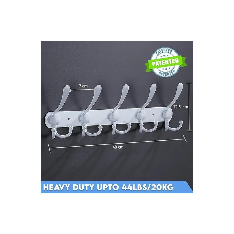 GlazieVault White Coat Hooks for Wall - Stainless Steel Coat