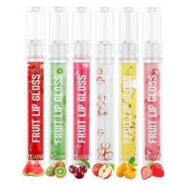 EnMart 6 Pcs Fruity Lip Oil, Hydrating Moisturizing Shiny Lip Glaze, No Sticky Hydrating Lip Gloss Tinted Lip Balm, Lightening Lip Lines, Anti-Dry Cracking Lip Gloss Strawberry Kiwi Cosmetics Lip Care