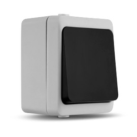 REV - AquaMini, Off Switch - Toggle Switch for Wet Rooms, 35% Less Volume, HxWxL: 48x56x76mm, IP54, 10A, Surface-Mounted, Grey