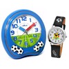 Atlanta Children's Alarm Clock with Watch Boys Blue Football -