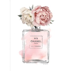 Fine Art Canvas Silver Bottle Blush with Peony Canvas Wall Decor by Artist Amanda Greenwood for Living Room, Bedroom, Bathroom, Kitchen, Office, Bar, Dining & Guest Room - Ready to Hang - 24 in x 32 in