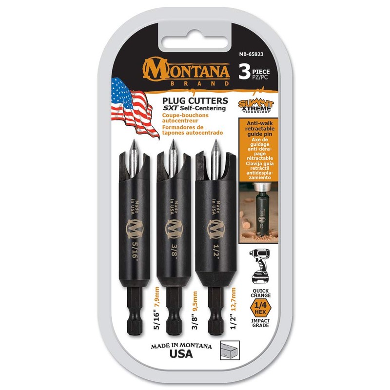 Montana Brands MB-65823 3 Piece Self-Centering Wood Plug Cutters