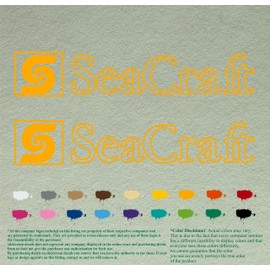 SeaCraft Compatible Replacement Decals Sea Craft Vinyl Stickers Boats Outboard Motor Set of 2 (18", Golden Yellow 020)