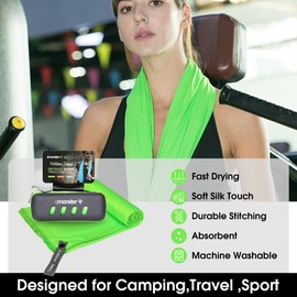 4monster Microfiber Travel Towel,Lightweight Gym Towel, Super Absorbent,Quick Drying,Soft, Sport Towel Suitable for Gym,Golf,Beach,Swimming,Backpacking,Camping,Travel,Yoga,Sports Green-M