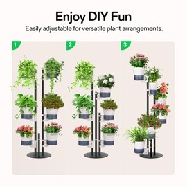 VIVOSUN Metal Plant Stand, 6-Tier Tall Vertical Planter Tower with Self-Watering Planters, Modular Shelf for Indoor & Outdoor Use