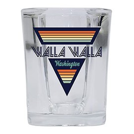 R and R Imports Walla Walla Washington 2 Ounce Square Base Liquor Shot Glass Retro Design