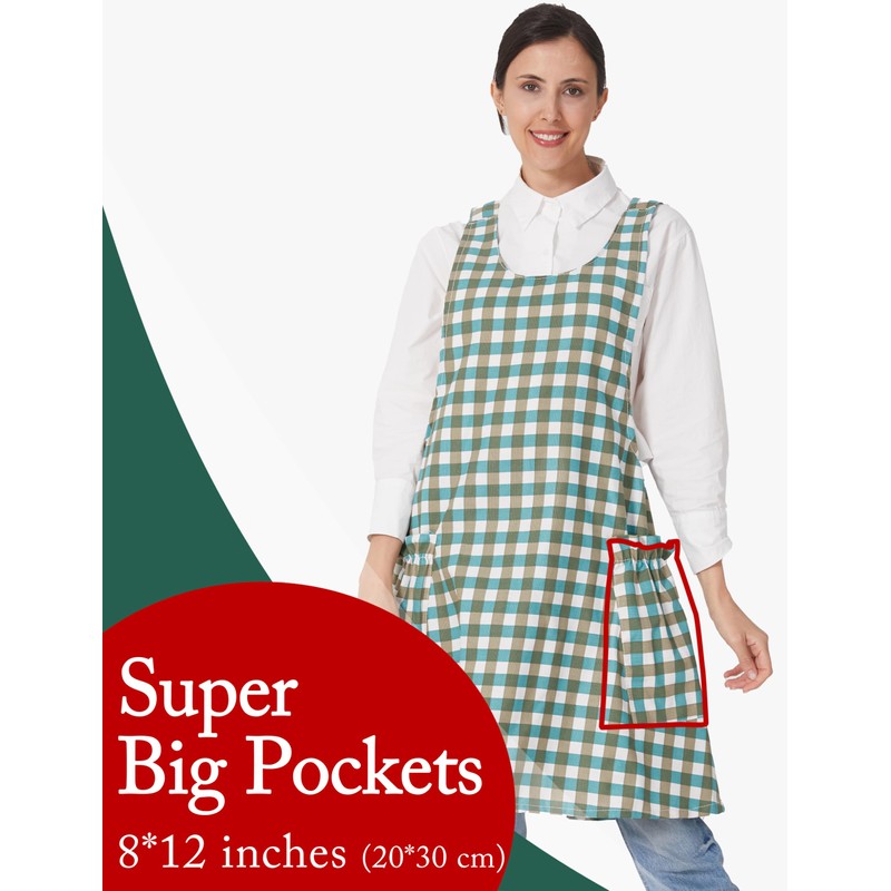 APRONNER Cozy Adjustable Cross Back Aprons for Women with Pockets