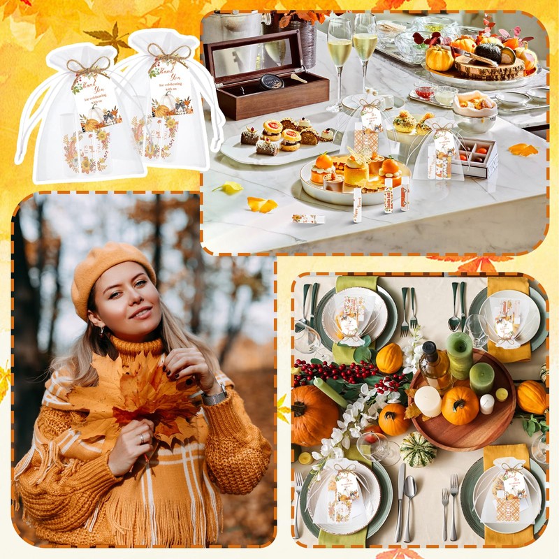 50Pcs Thanksgiving Party Favors Lip Balm Bulk Fall Pumpkin Lip