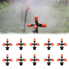 Garden Mist Drip Irrigation Dripper Adjustable Flow Rate Allround Garden Microspray Irrigation Sprinkler Head with 1/2" Male Thread Interface - Pack of 10