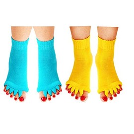 Homrap Toe Separator Yoga Gym Sports Massage Foot Alignment Socks 2 Pairs (CS-007C)