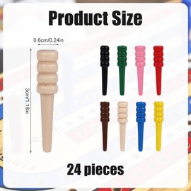 24pcs Cribbage Pegs, Wooden Cribbage Board Pegs Fit 1/8 Inch Holes Replacement Tapered Game Pins Portable Accessories for Traditional Cribbage Board Game (8 Colors)