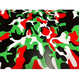 RED Green Black White Camouflage Vinyl Car Wrap Film Sheet + Free Cutter & Squeegee (Except Sample Size) (15FT x 5FT / 180" x 60")