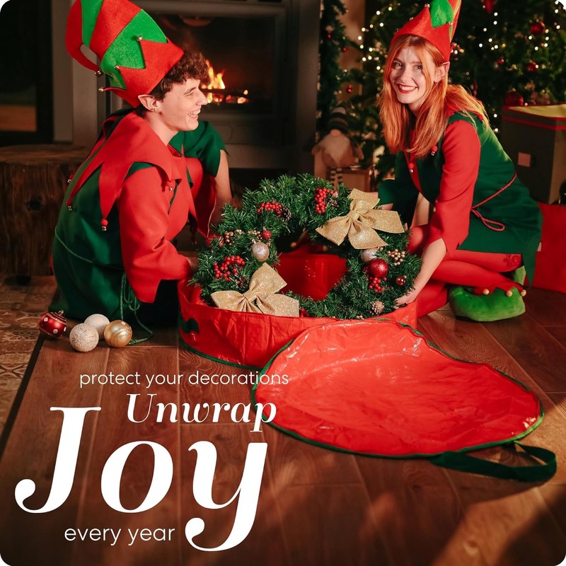 Christmas Wreath Storage Bag - Made from Heavy-Duty Tarp Material