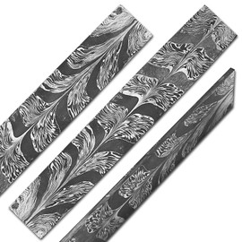 Nesmo 524 Damascus Steel Blank Billet Black Feather Patern Bar Stock for knife making Hand Forged 12 Inches