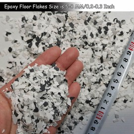 Epoxy Flakes for Flooring, 1LB Decorative Color Chips for Concrete, Epoxy Resin and Countertops, Durable - Black, White, Light Gray